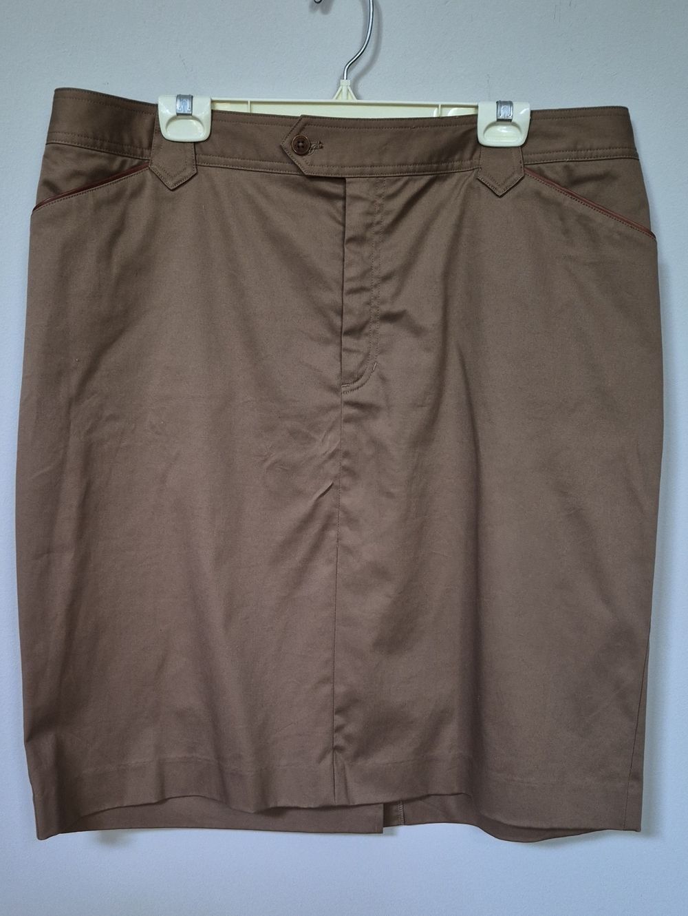 Ralph Lauren Jeans Co. Skirt Dark Tan Khaki Classic Womens 20W Stretch Capsule